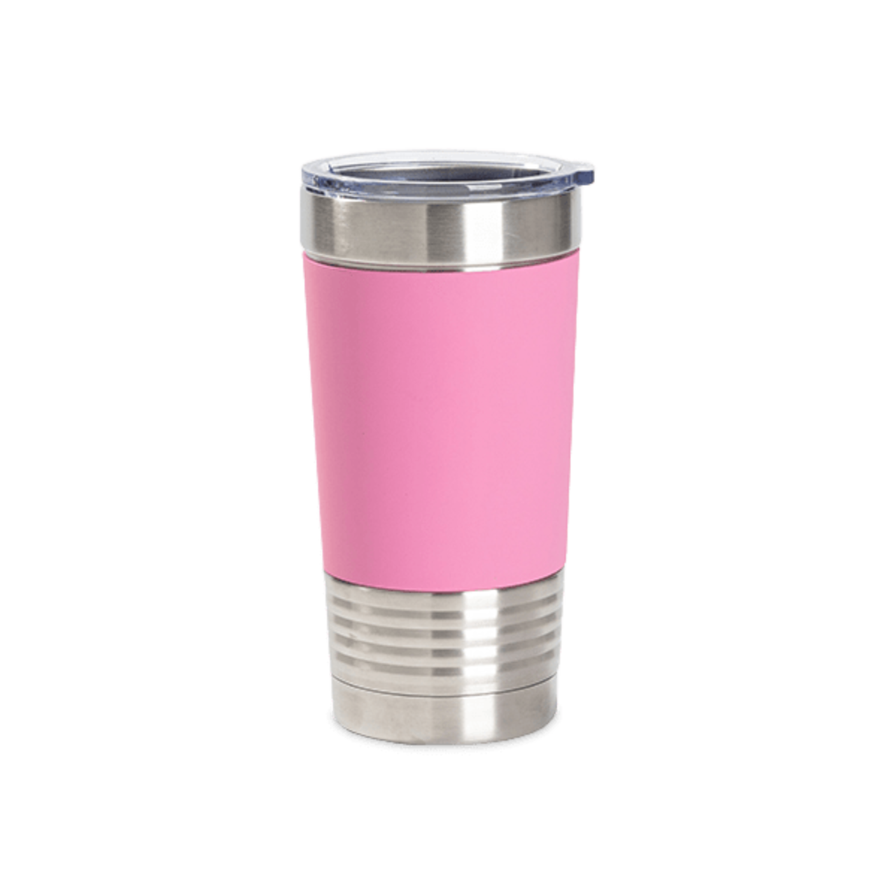 20oz Stainless Steel Tumber with Removable Silicone Sleeve (Pink/White)